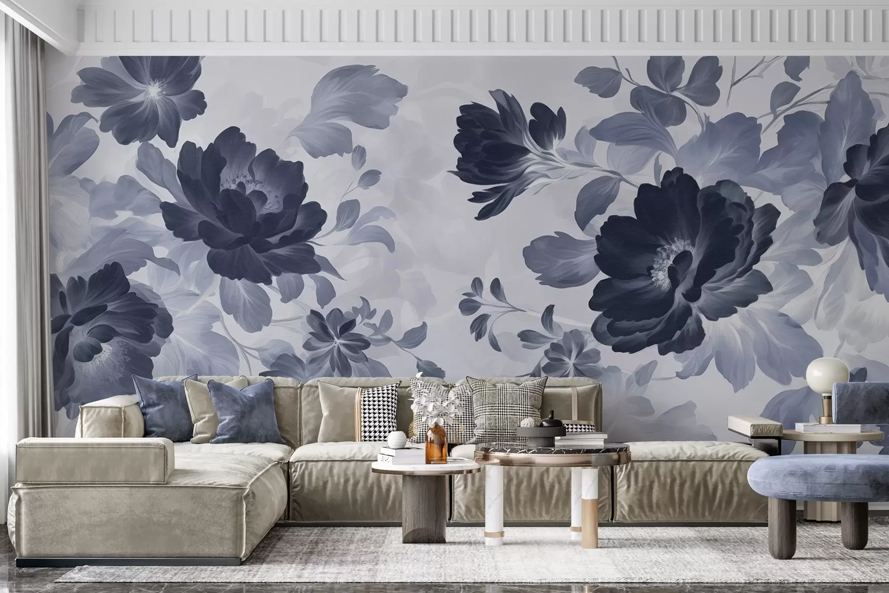 murales de pared Pintoresco ramo de flores sobre fondo claro w02675v1