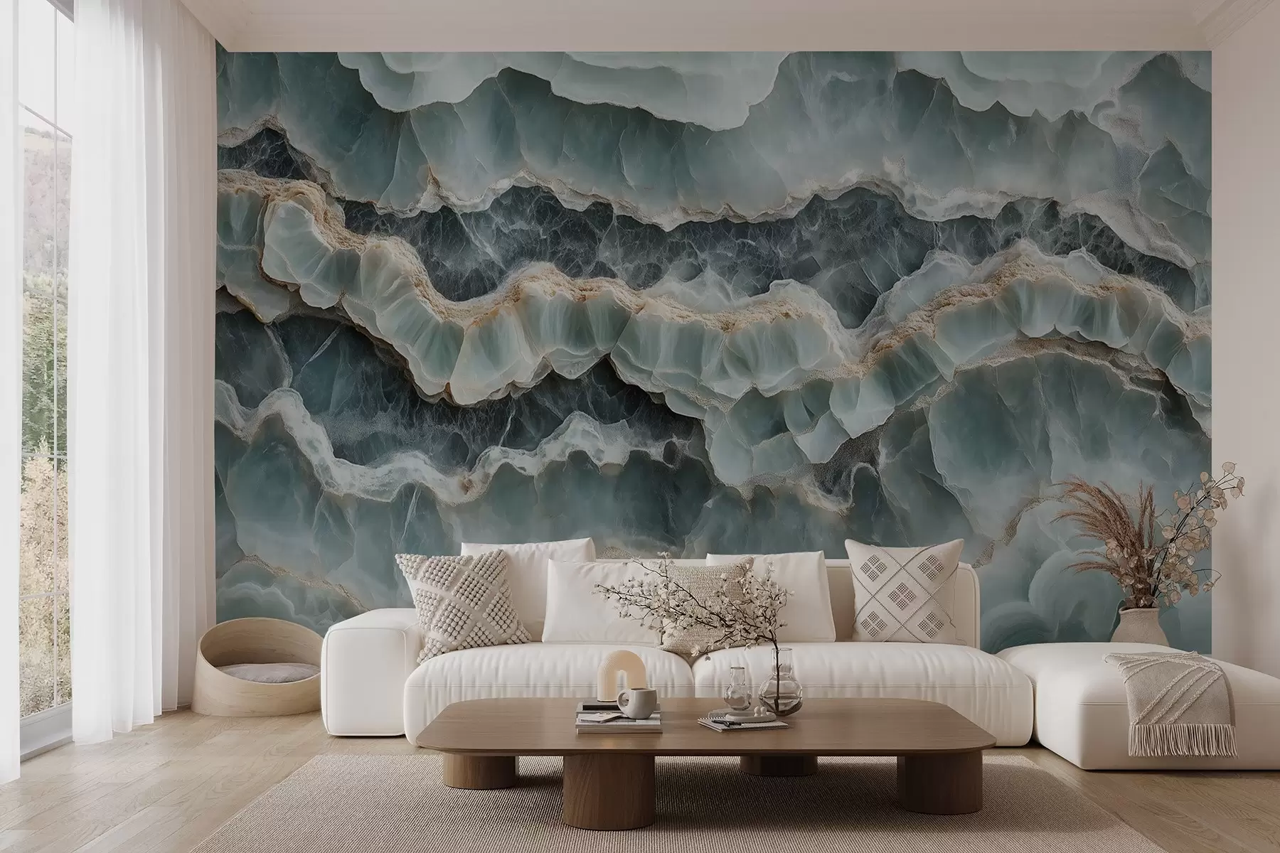 murales de pared Estilo de superficie de mármol con imitación de líneas onduladas de resina w08561