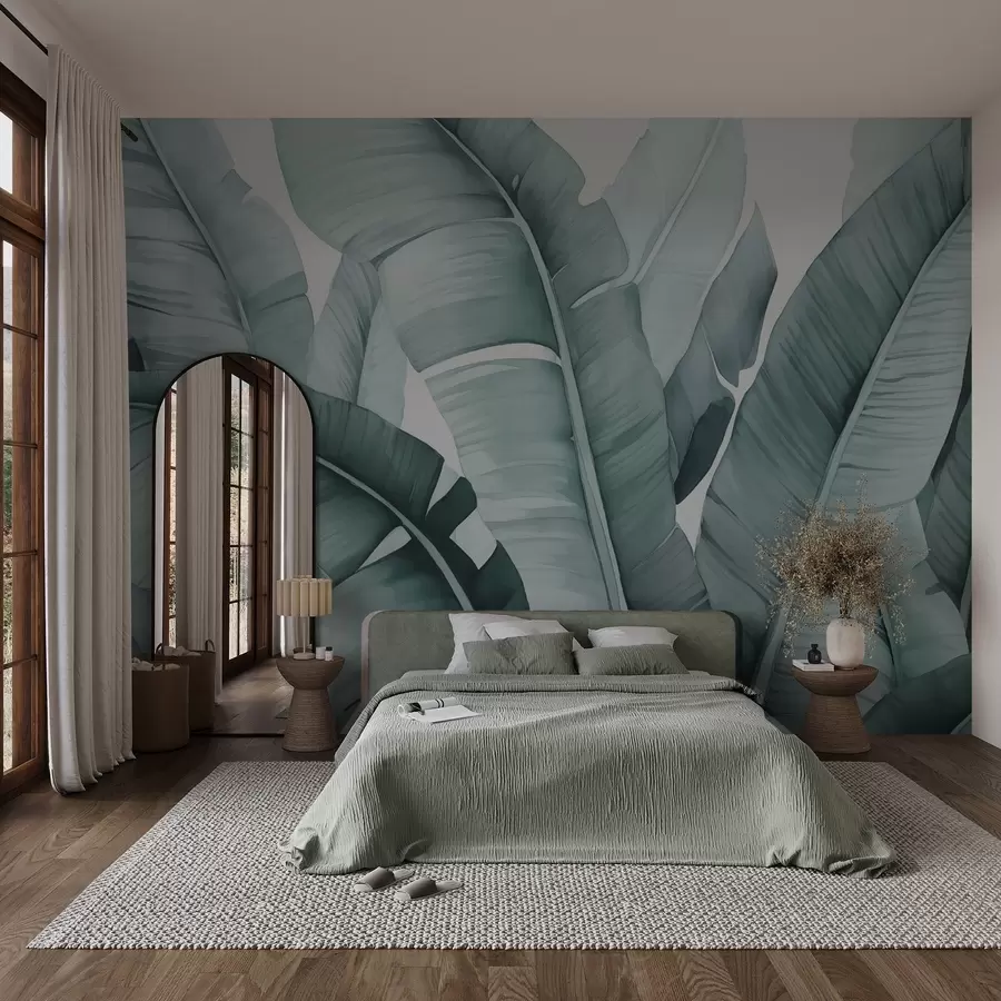 murales de pared Acuarela imitación hojas tropicales w02703