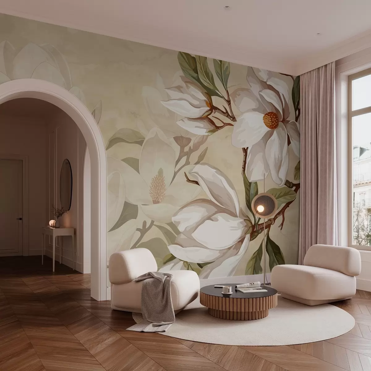 Murales de pared Magnolias sobre fondo pastel w02694 murales de pared Magnolias sobre fondo pastel w02694