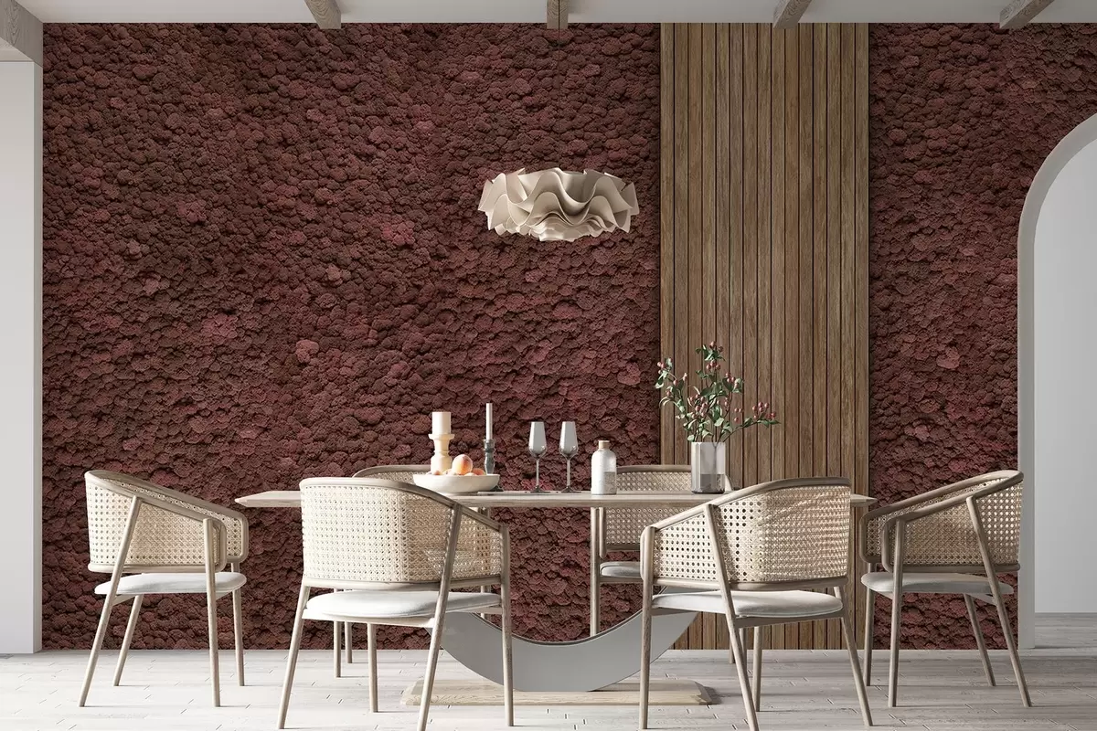 Murales de pared Pared estilo musgo con panel de madera, exuberantes colores burdeos w02656v1 murales de pared Pared estilo musgo con panel de madera, exuberantes colores burdeos w02656v1