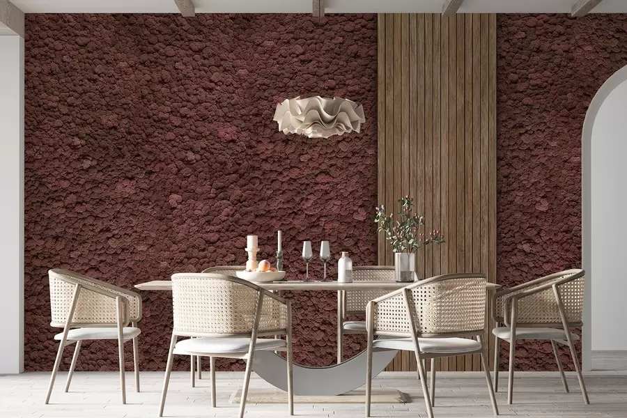 Murales de pared Pared estilo musgo con panel de madera, exuberantes colores burdeos w02656v1 murales de pared Pared estilo musgo con panel de madera, exuberantes colores burdeos w02656v1