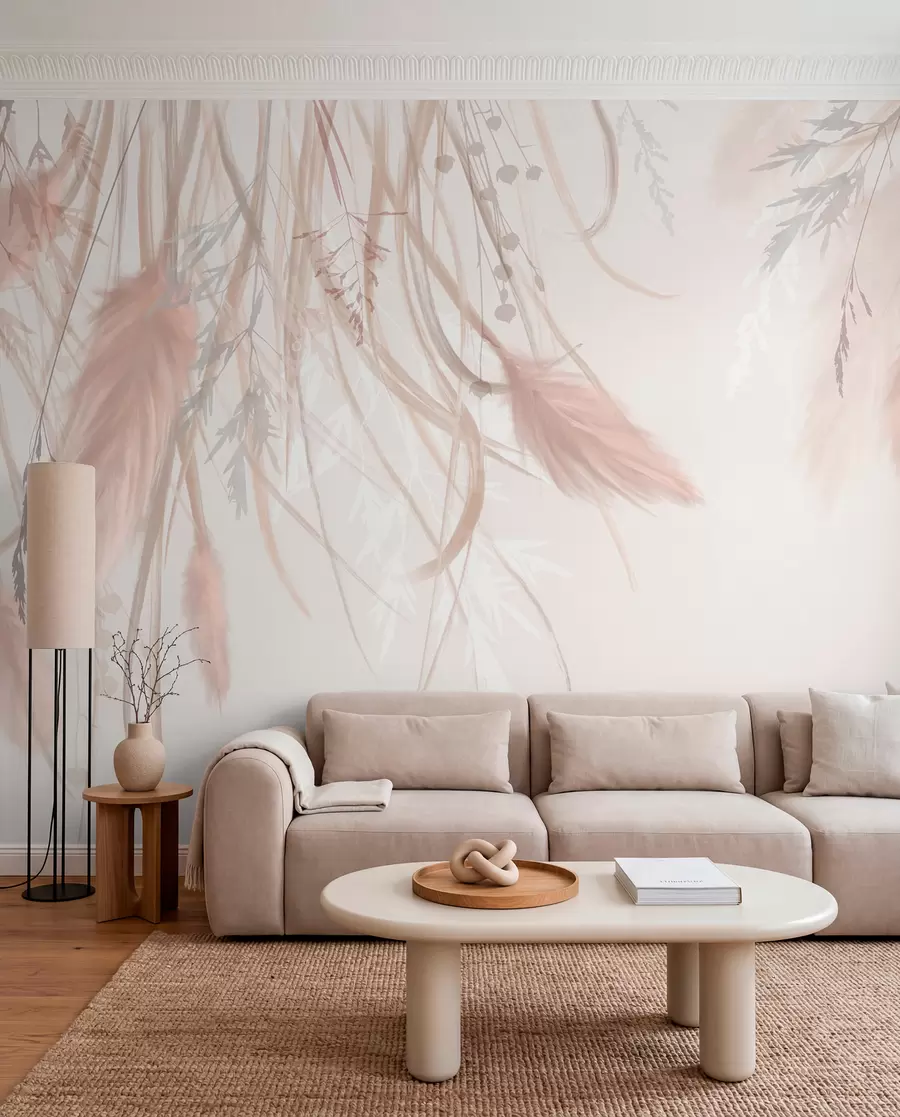 murales de pared Pampas rosadas w08611