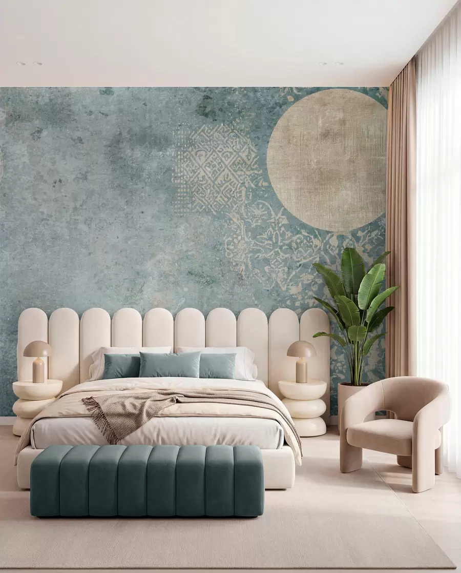 murales de pared Círculos amarillos sobre fondo envejecido w08627