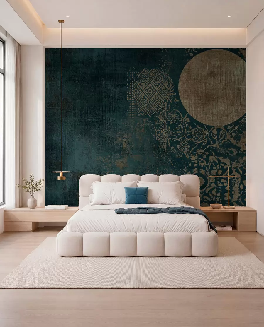 murales de pared Círculos amarillos sobre fondo oscuro envejecido w08628