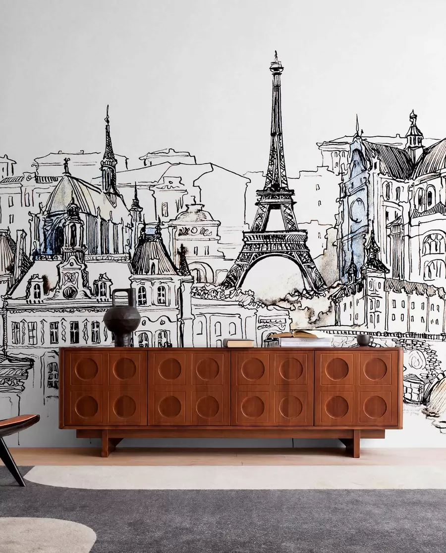 murales de pared Perfil artístico del horizonte parisino u77704