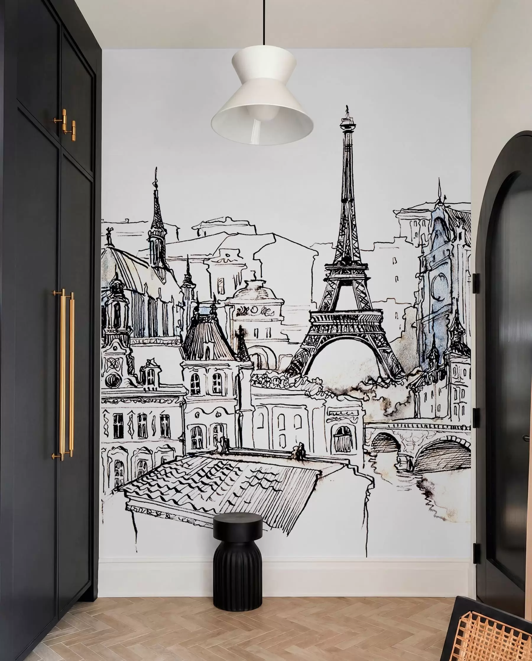 murales de pared Perfil artístico del horizonte parisino u77704