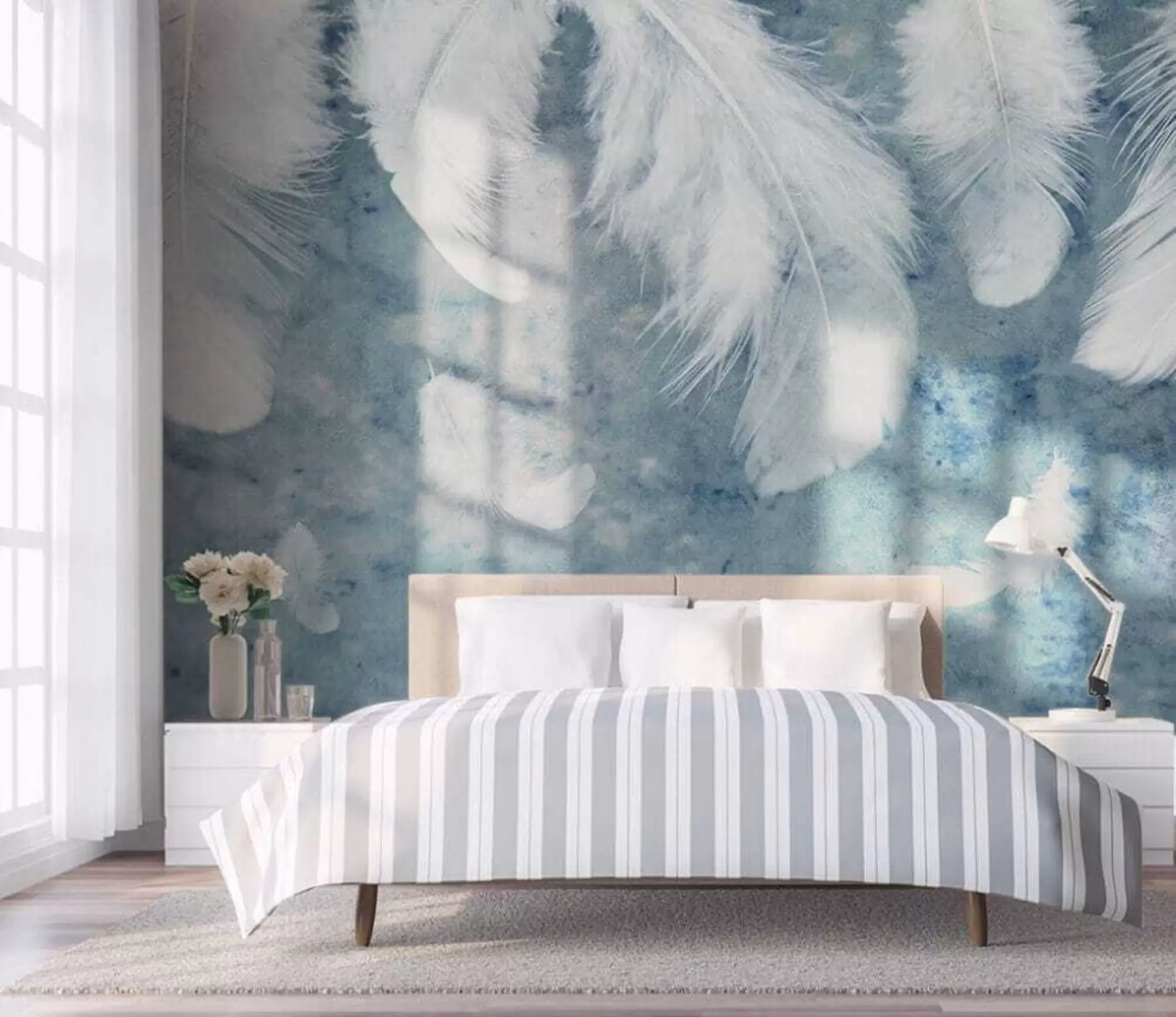 murales de pared Delicadas plumas sobre una superficie suave u46149