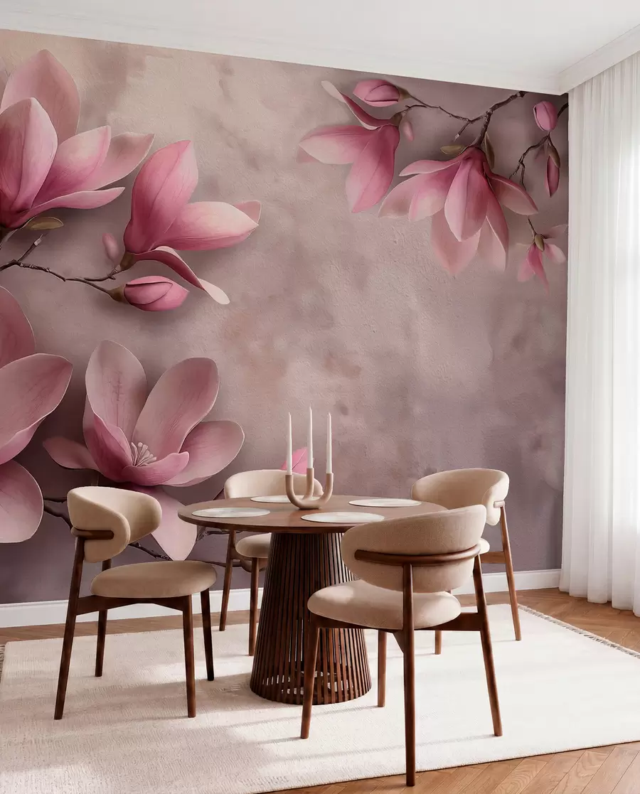 murales de pared Magnolia sobre malva w08636
