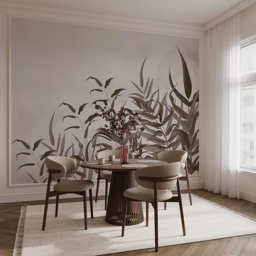 Murales de pared hojas grandes marrones w02806 murales de pared hojas grandes marrones w02806