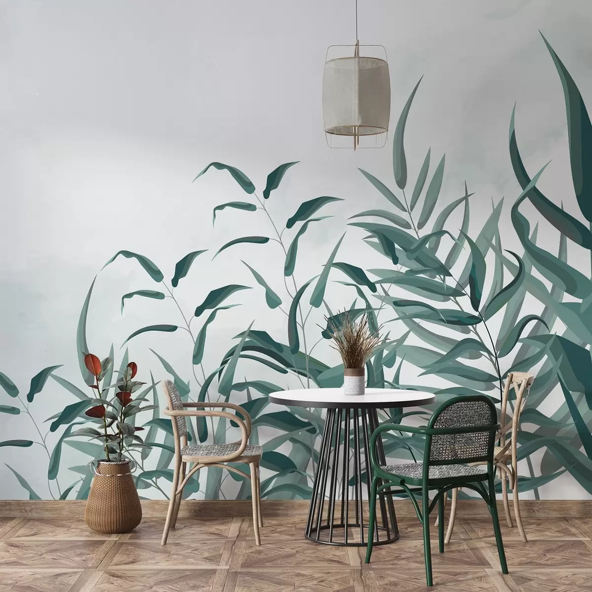 Murales de pared hojas grandes verdes w02806v1 murales de pared hojas grandes verdes w02806v1