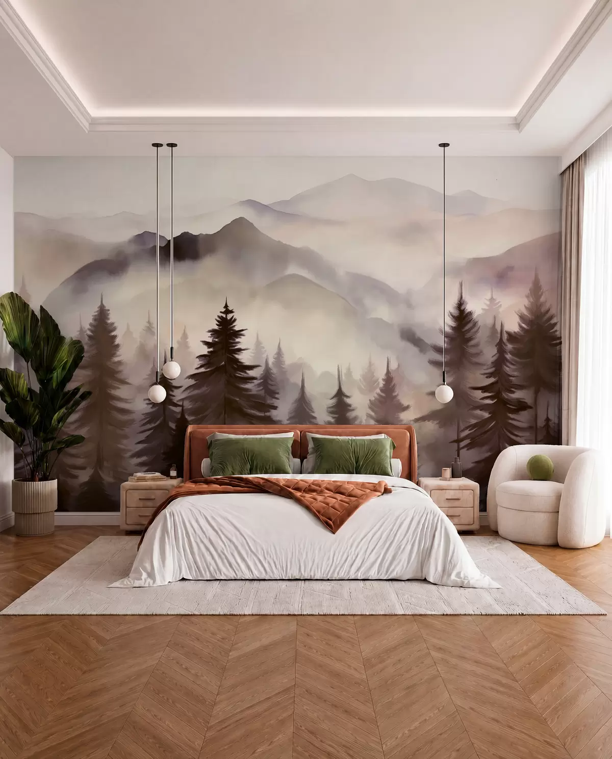 murales de pared Crestas malva al amanecer w08639v1