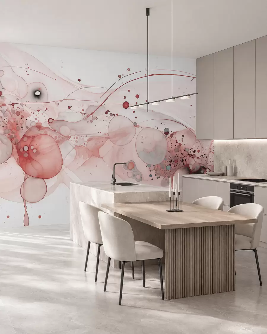 murales de pared Tinta rosa y órbitas de cobre w02744v1