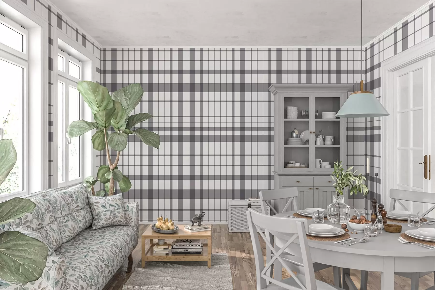 murales de pared Diseño minimalista a cuadros con líneas finas y grises oscuras sobre fondo blanco, precisión geométrica w02852