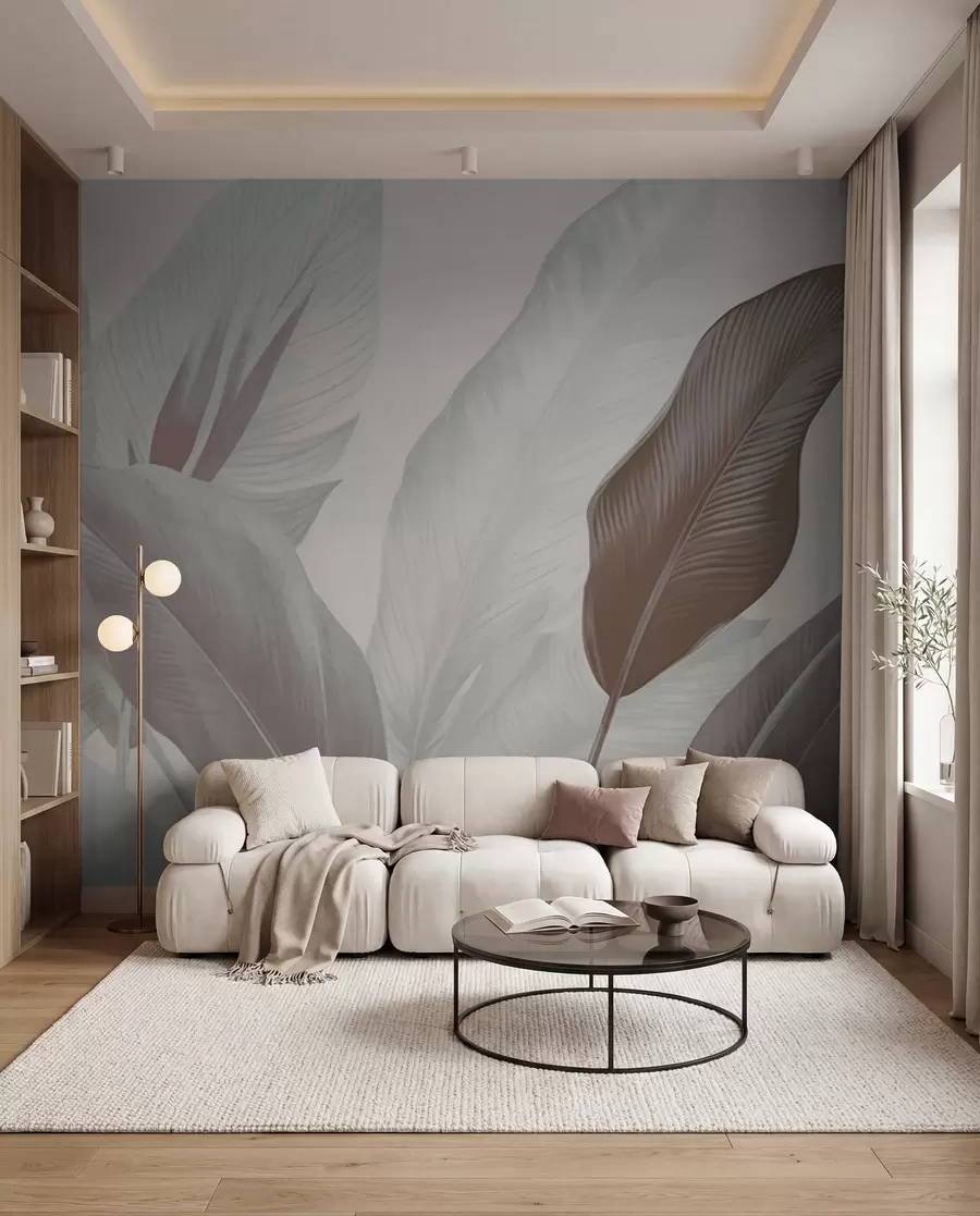 murales de pared Capas de hojas en topo w02854v1