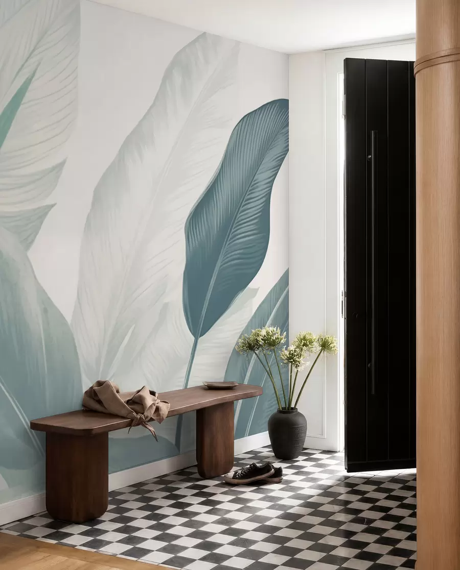 murales de pared Capas de hojas verde mar w02854v2