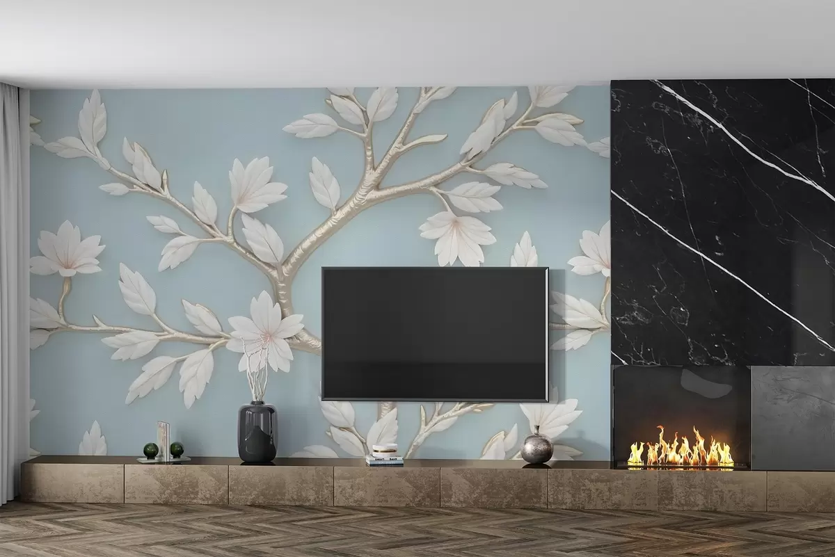 murales de pared Una rama en flor pintada al óleo w02842