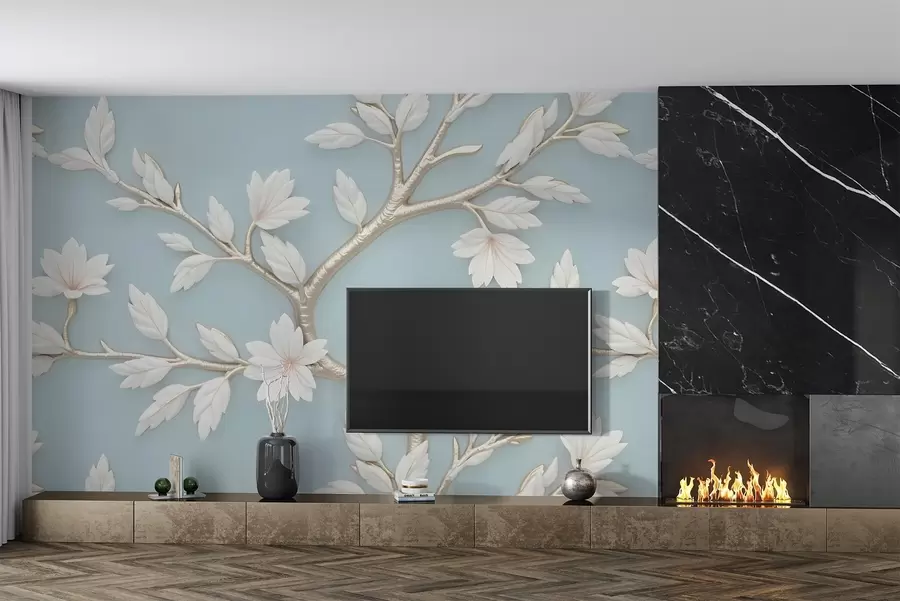 Murales de pared Una rama en flor pintada al óleo w02842 murales de pared Una rama en flor pintada al óleo w02842