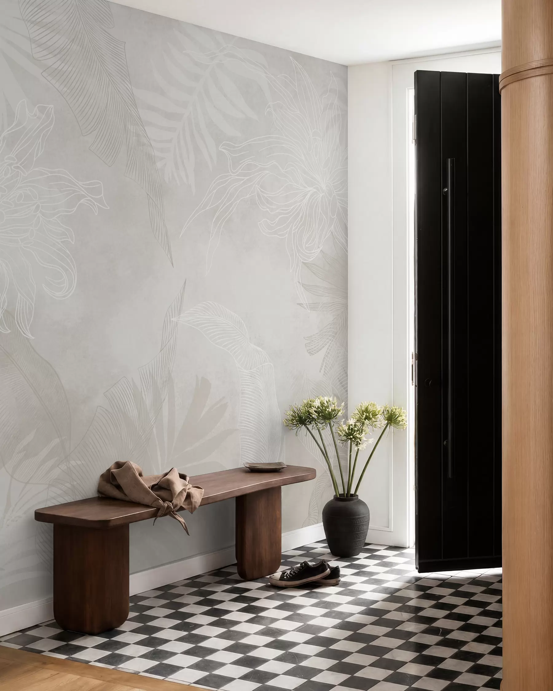 murales de pared Follaje tropical con efecto grunge w02737v1