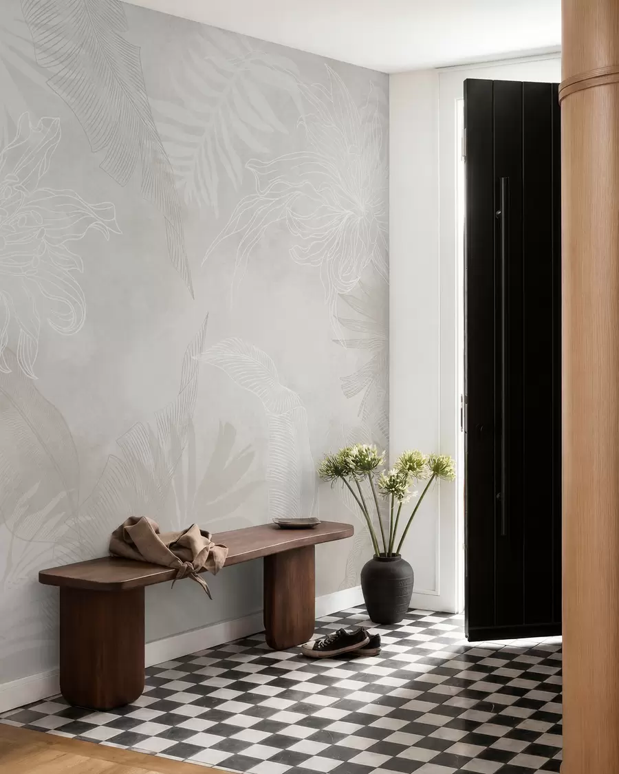 murales de pared Follaje tropical con efecto grunge w02737v1