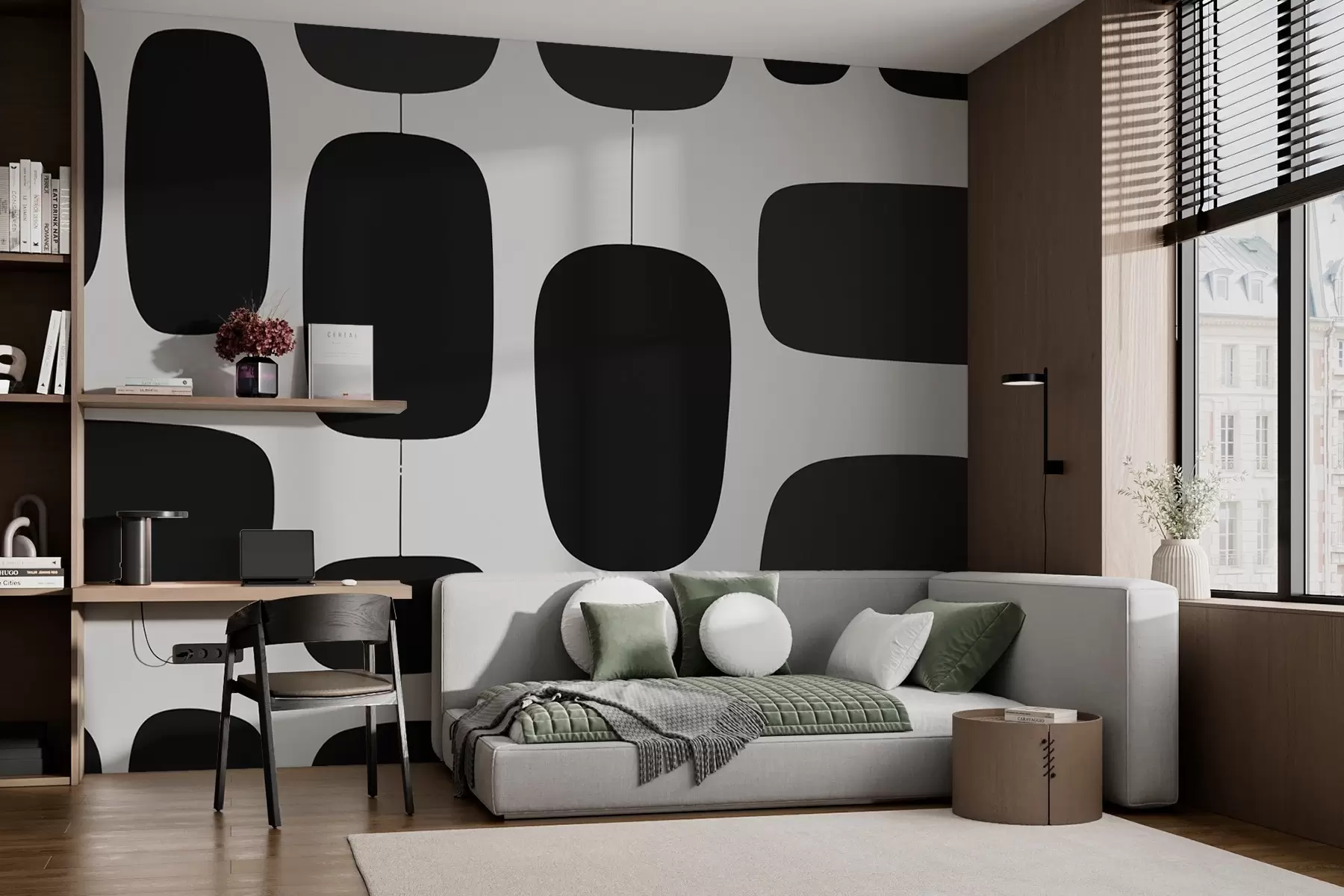 murales de pared Motivo geométrico abstracto con formas ovaladas w02861