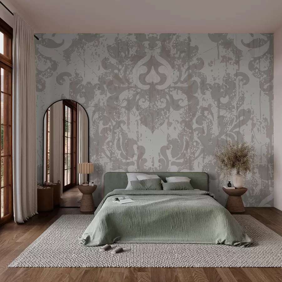 murales de pared Diseño damasco vintage con efecto envejecido w02867