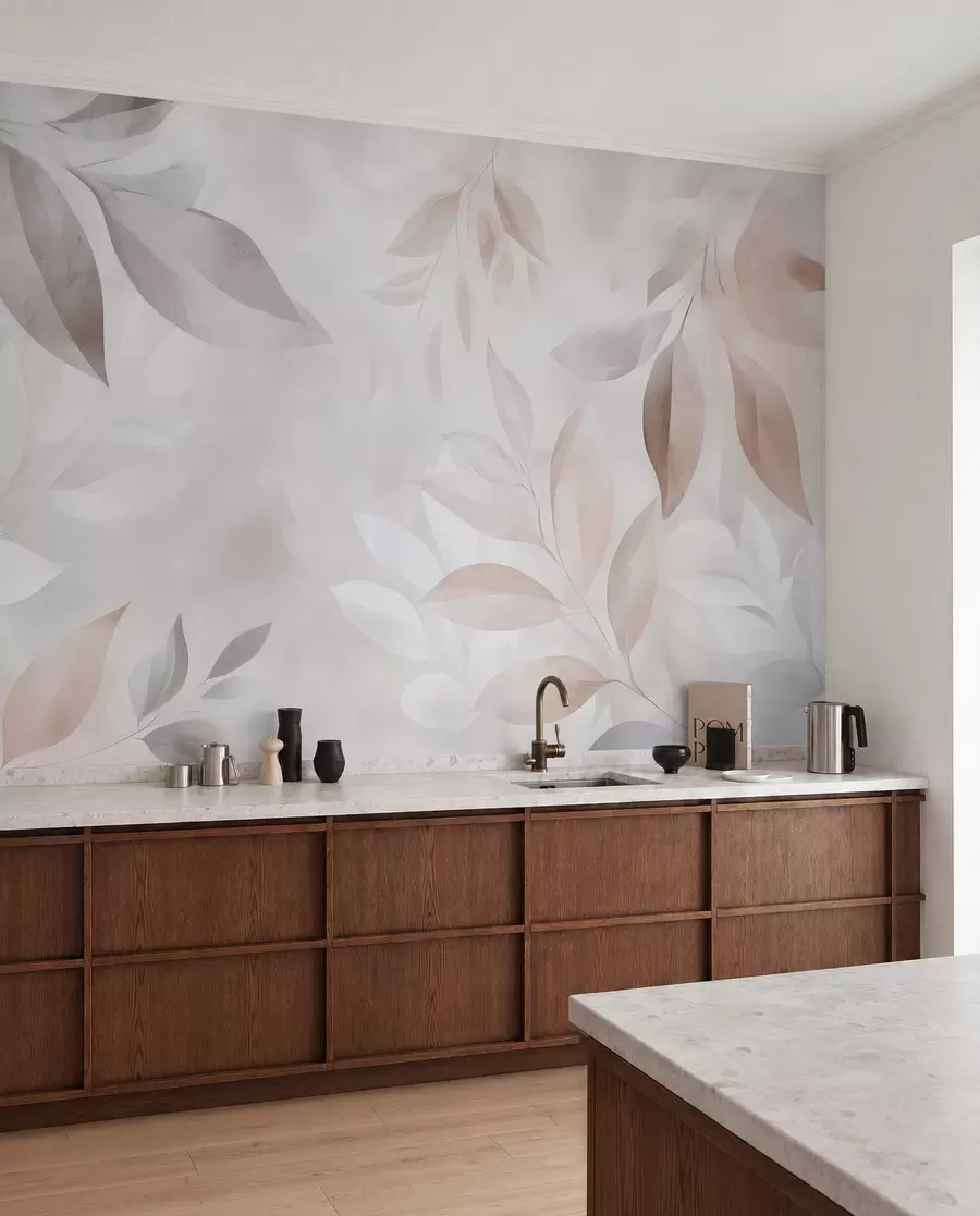 murales de pared Delicado follaje en colores pastel w02770