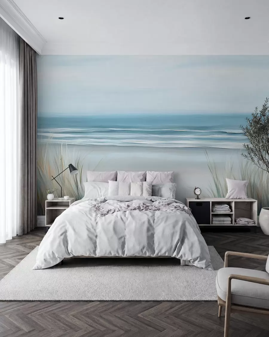 murales de pared Paisaje con playa salvaje al óleo w02869