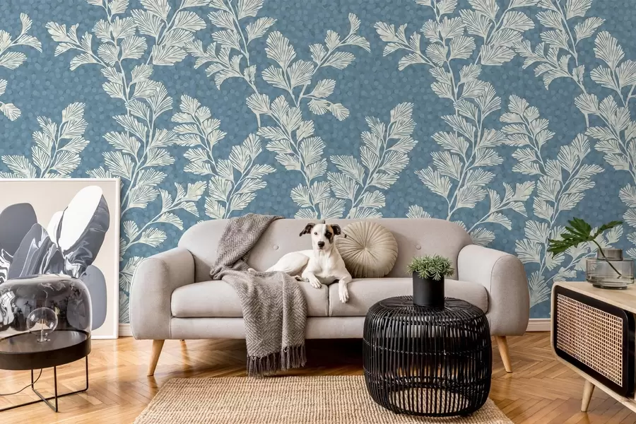 murales de pared Exquisitas ramas en tono azul w02784v2