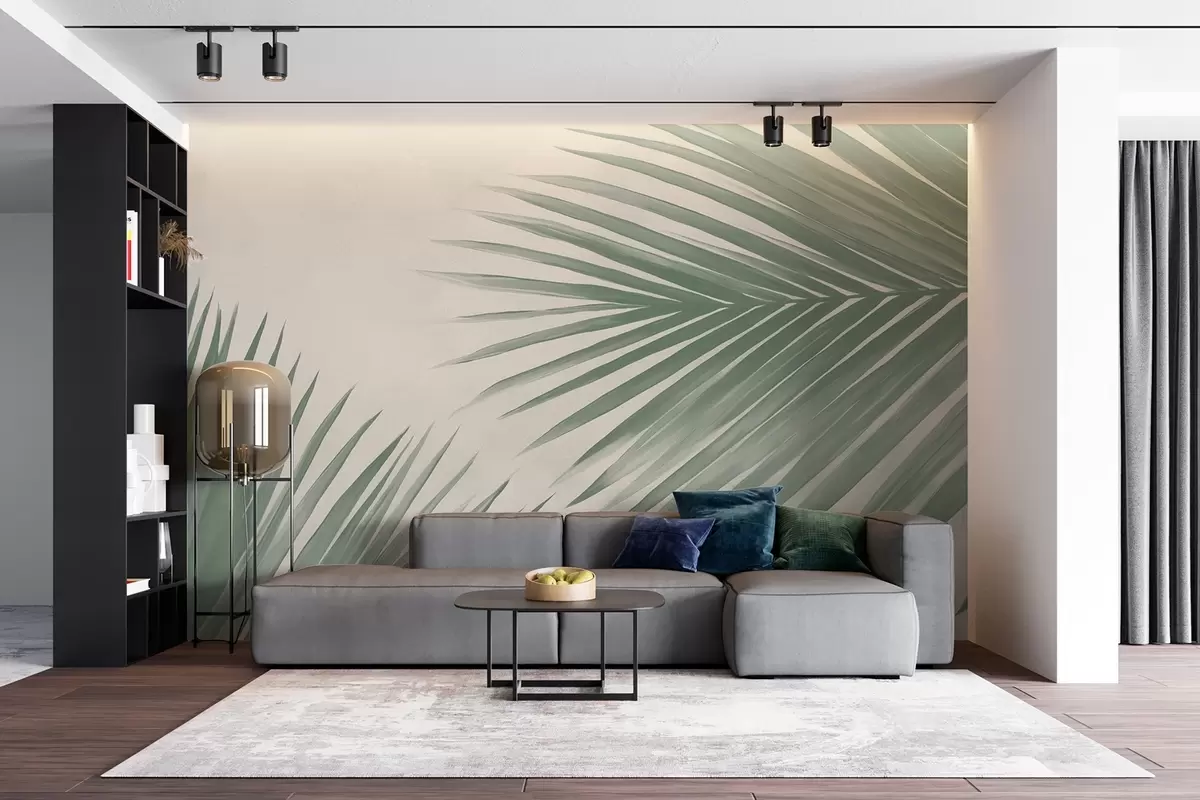 Murales de pared Hojas de palmera abstractas verdes w08653 murales de pared Hojas de palmera abstractas verdes w08653