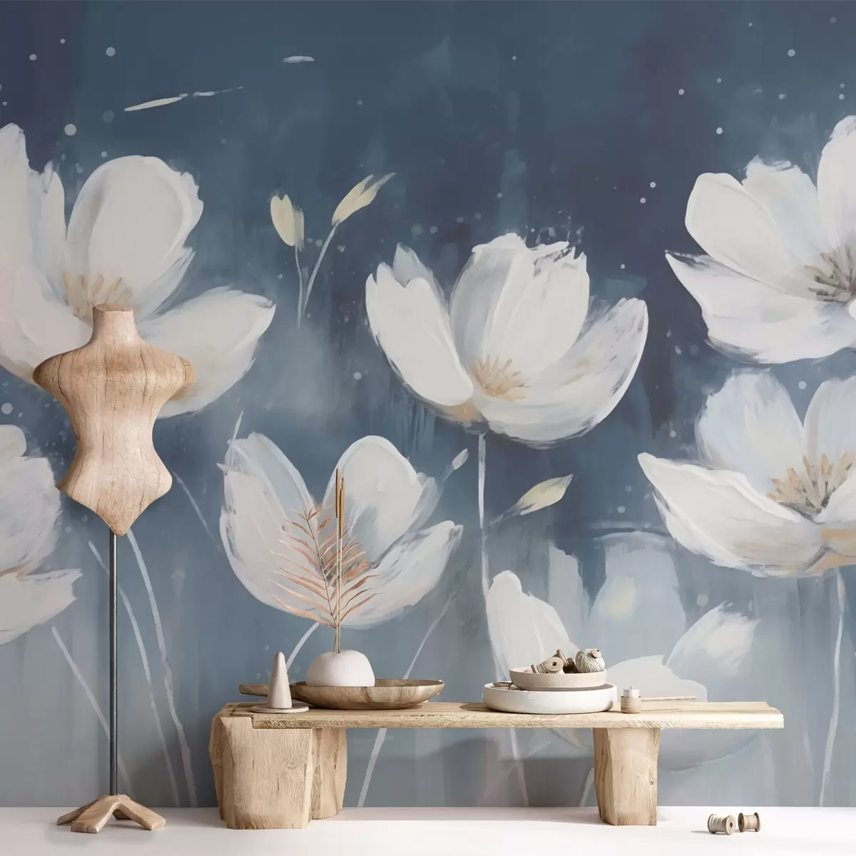 murales de pared Flores blancas y frágiles w02884