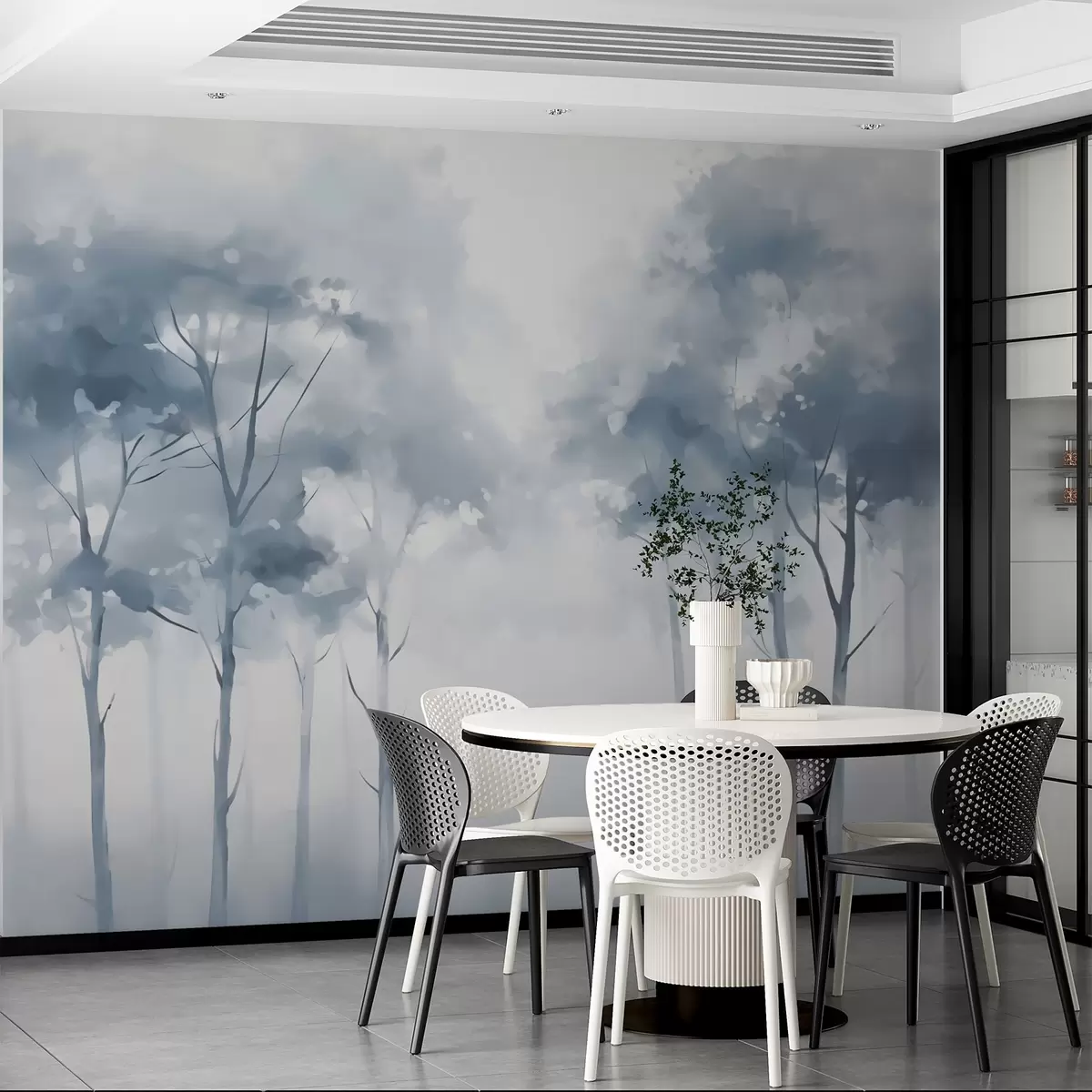murales de pared Siluetas de árboles imitación acuarela húmeda w02927