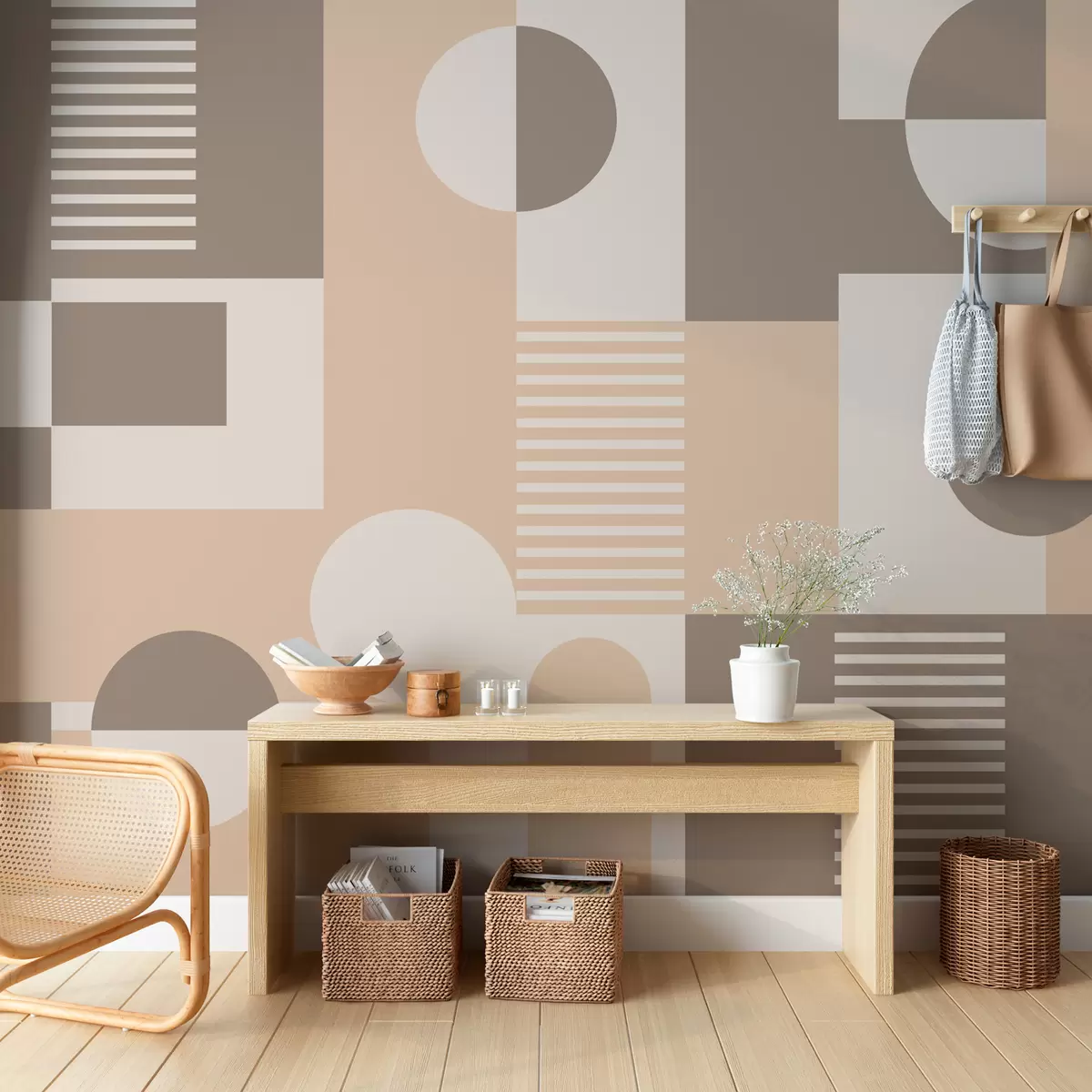 murales de pared Formas geométricas en tonos marrones w02916v2