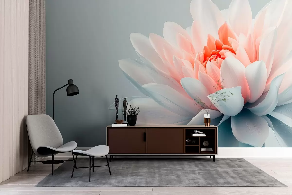 murales de pared Flor grande sobre fondo gris  w02906