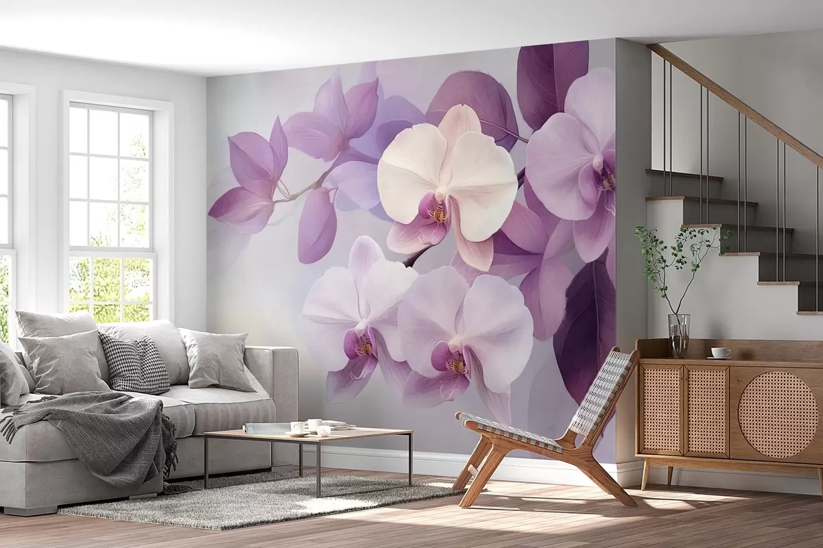 murales de pared Composición con archivos en tonos morados w02910