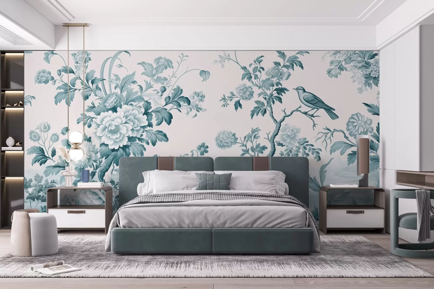 murales de pared Jardín pintado en monocromo w02977v2
