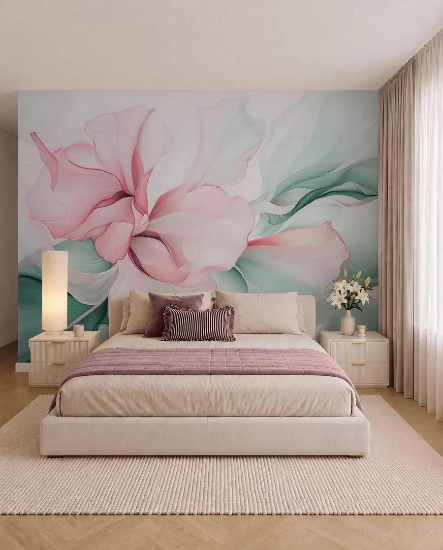 murales de pared Pétalos rosa y salvia w08701v1