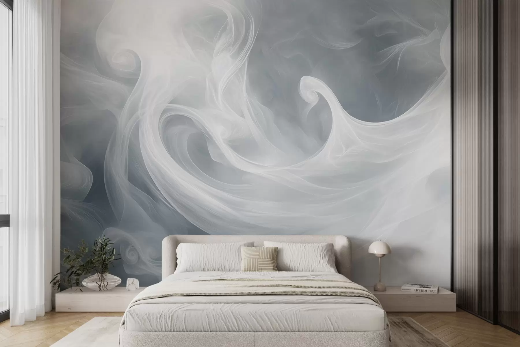 murales de pared Abstracción de humo en tonos azules w08708