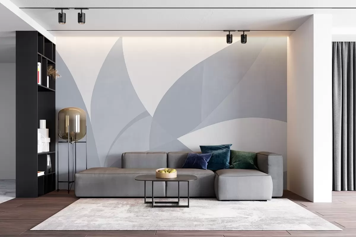 murales de pared Arte abstracto minimalista en tonos azules w08711
