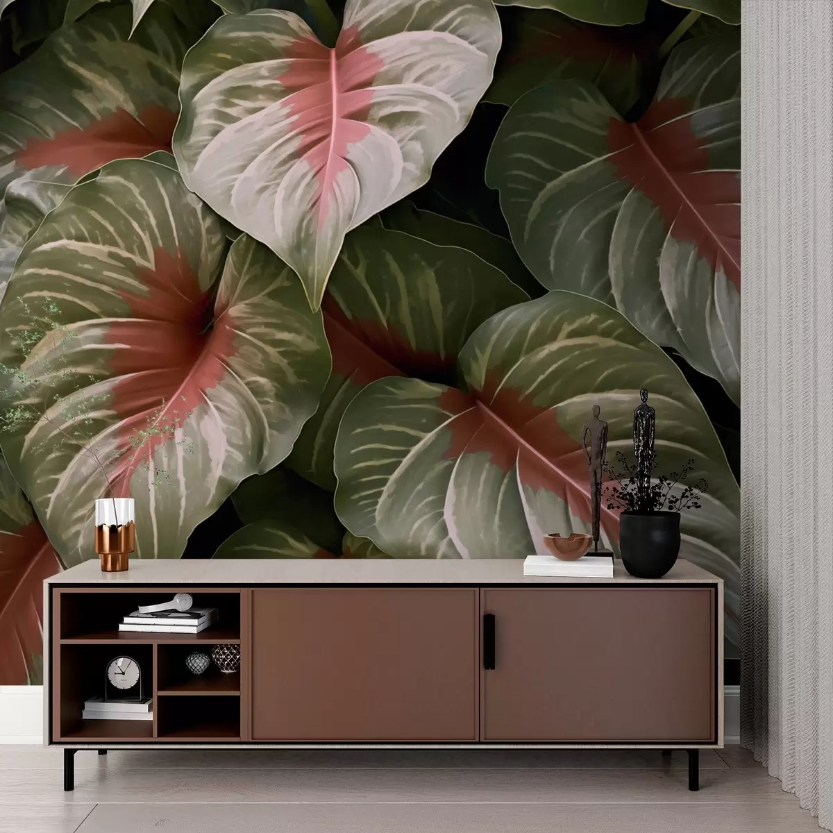 murales de pared Grandes hojas tropicales w03033