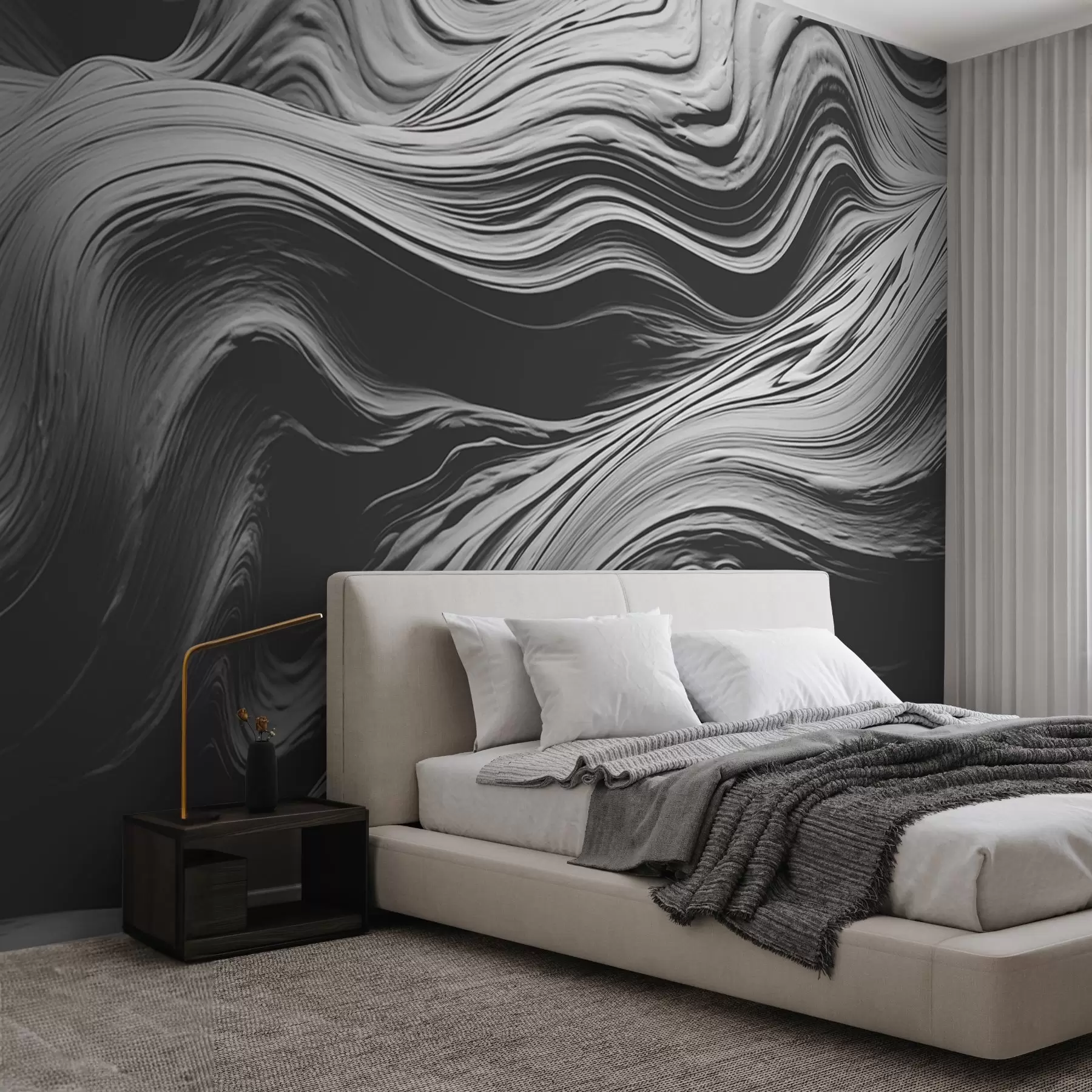 murales de pared Textura abstracta gris y blanca w08751