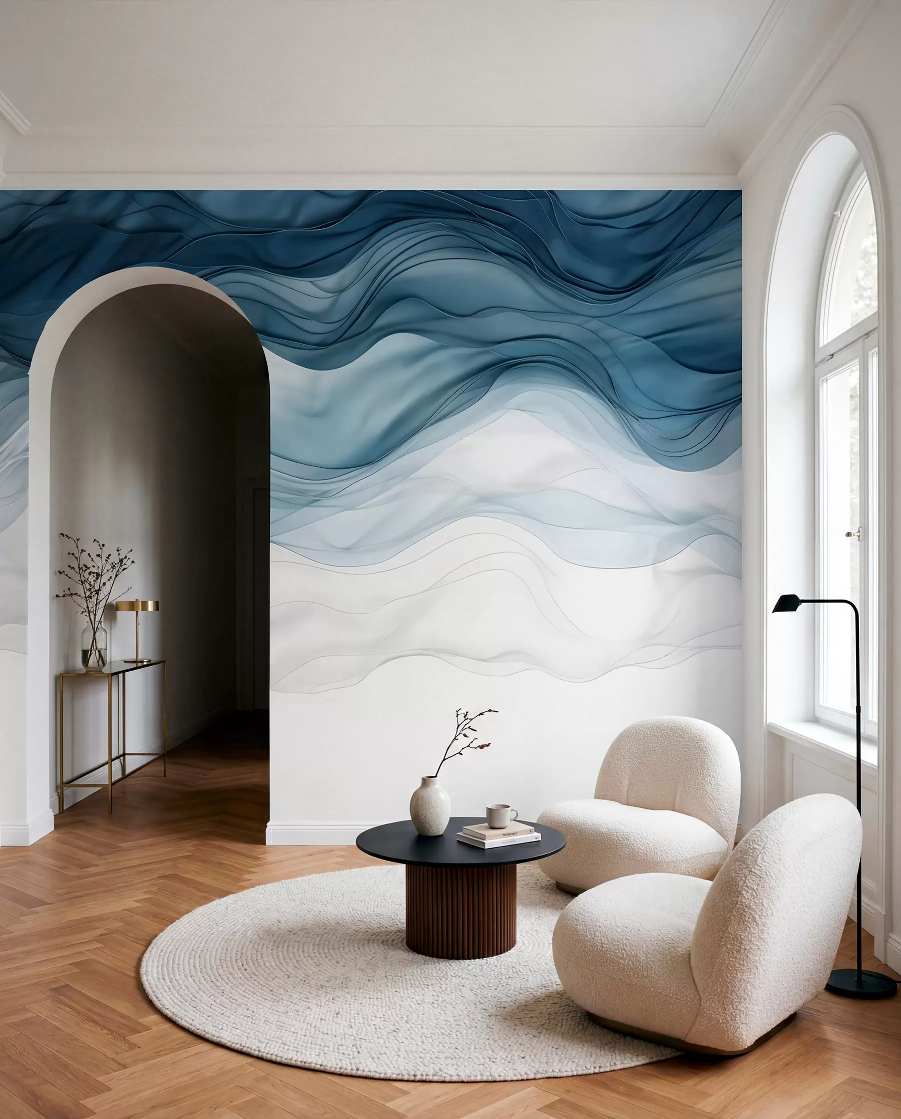murales de pared Mareas en capas de azul w08775