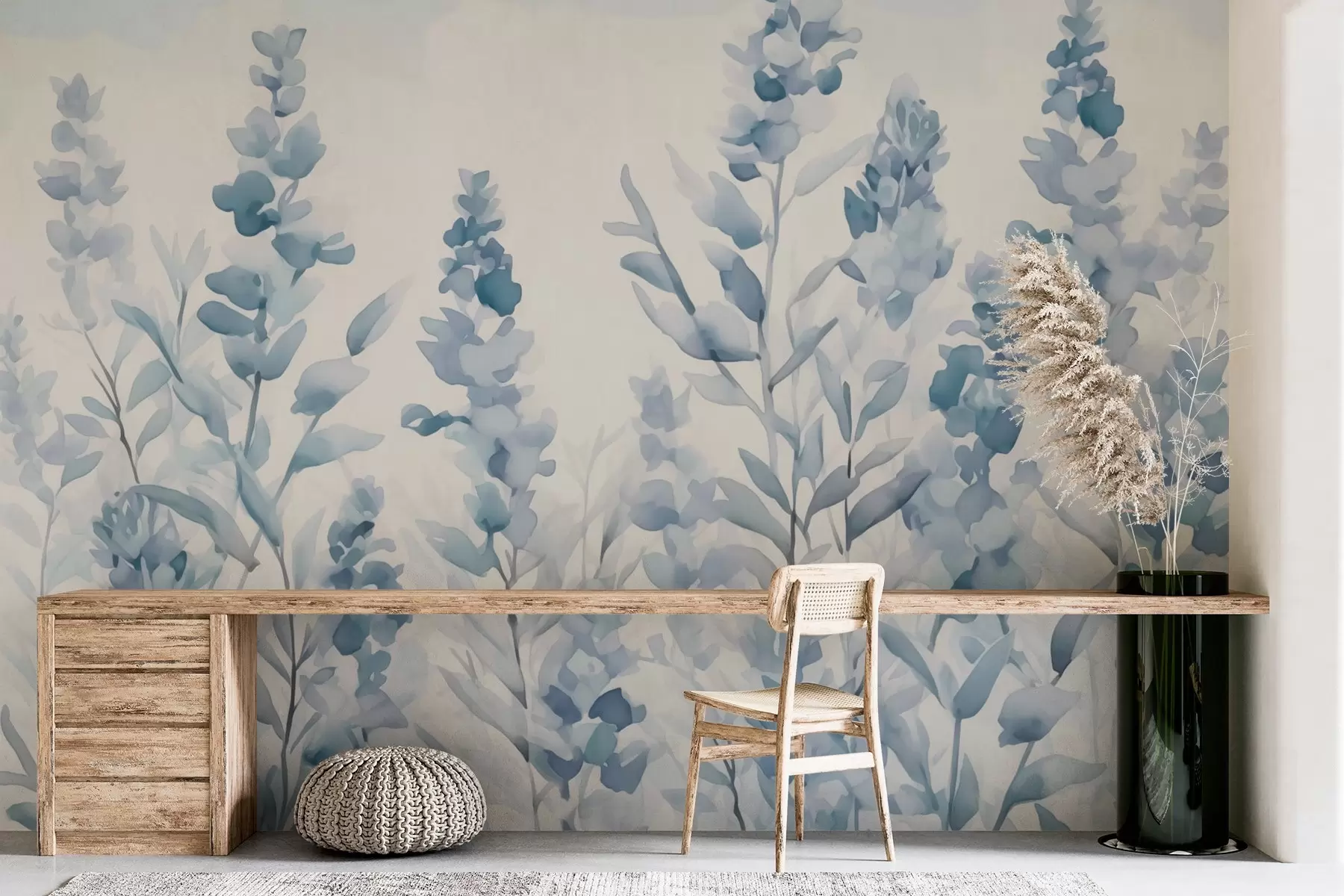murales de pared Tonos azul lavanda imitación acuarela w03186v1