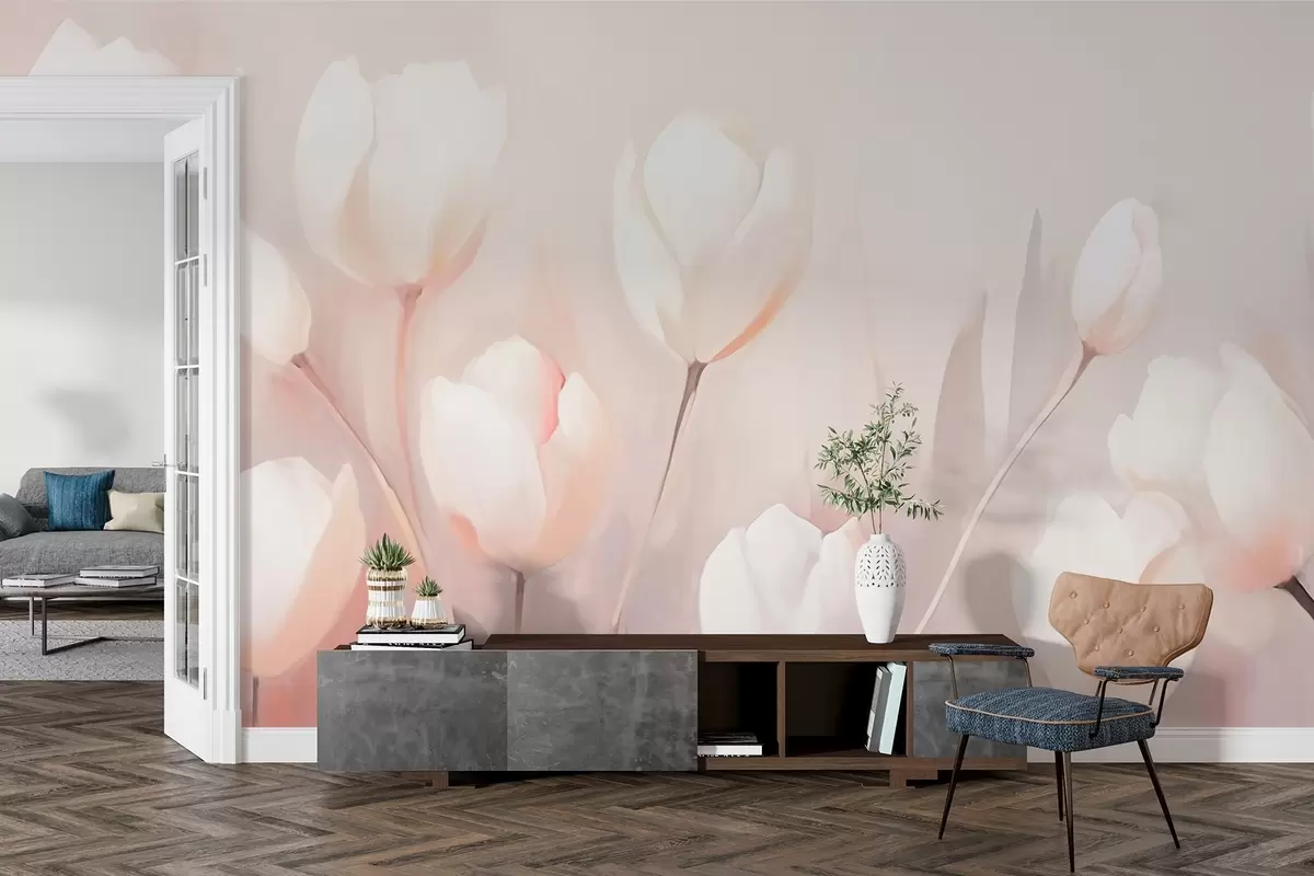 murales de pared Tulipanes blancos w03137