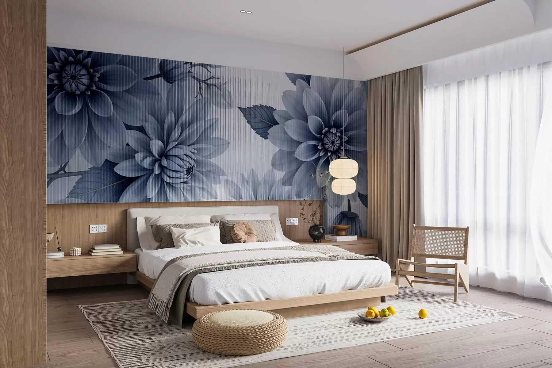 murales de pared Flores grandes detrás de un cristal w03197