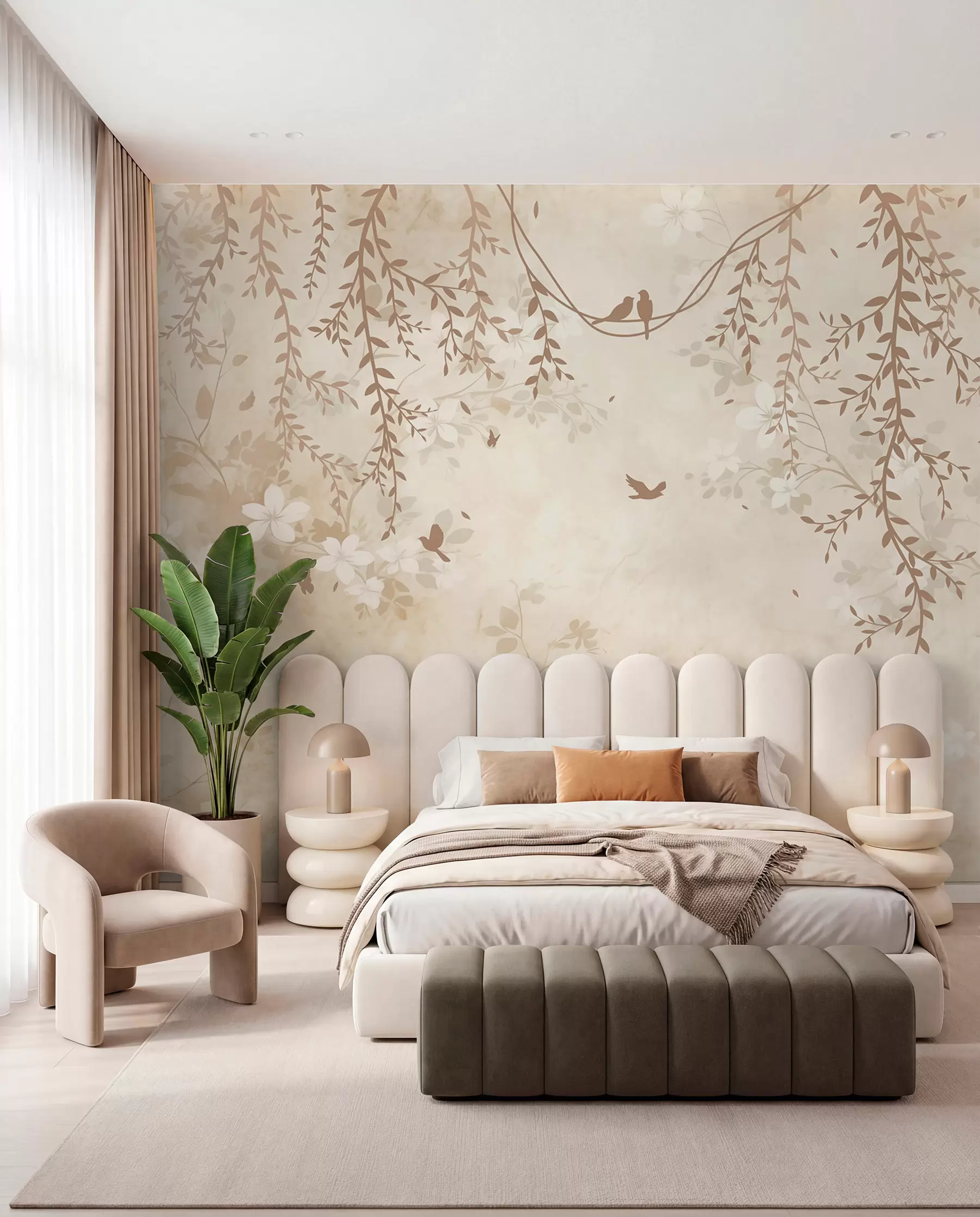 murales de pared Aves entre hojas colgantes w08809