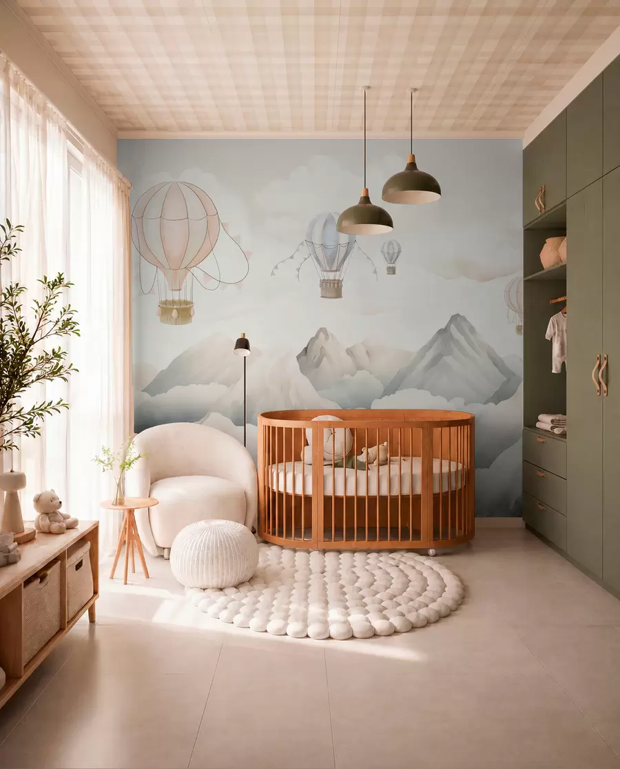 murales de pared Globos sobre montañas w08853