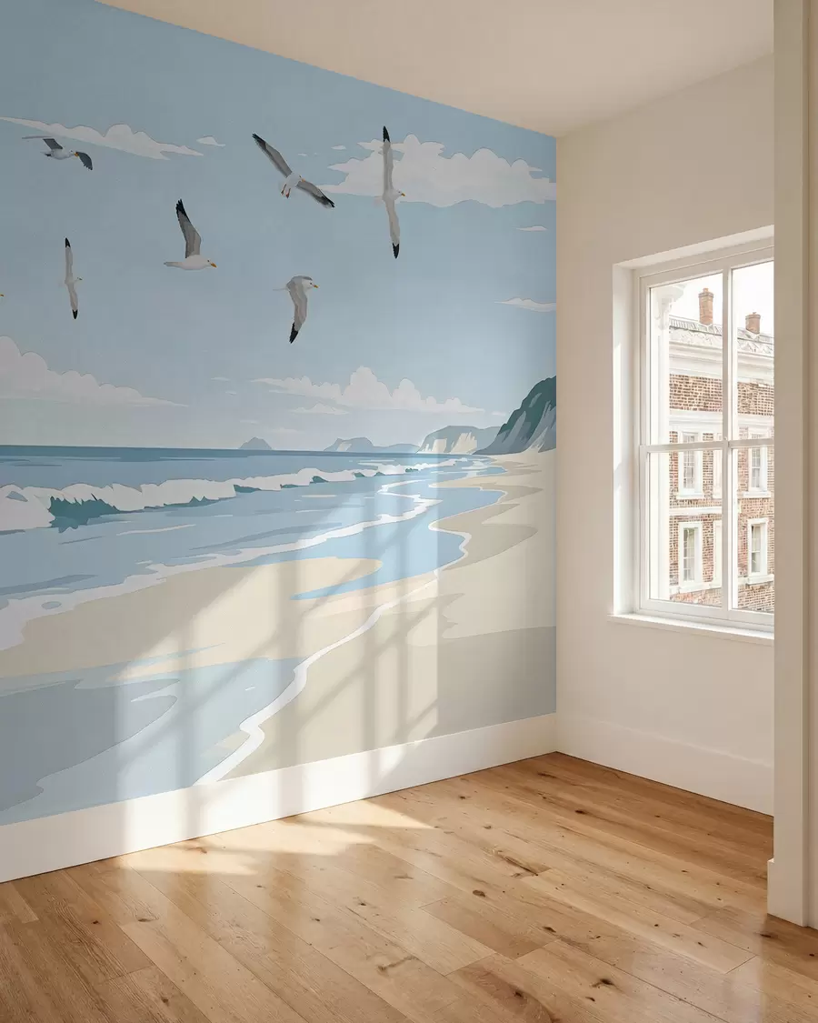 murales de pared Paisaje marino pintado al óleo w03338
