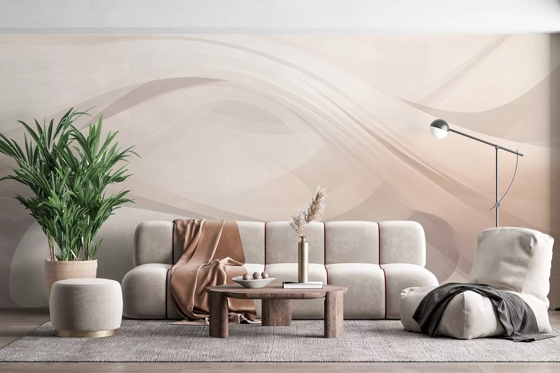 murales de pared Ondas abstractas en tonos claros w03236
