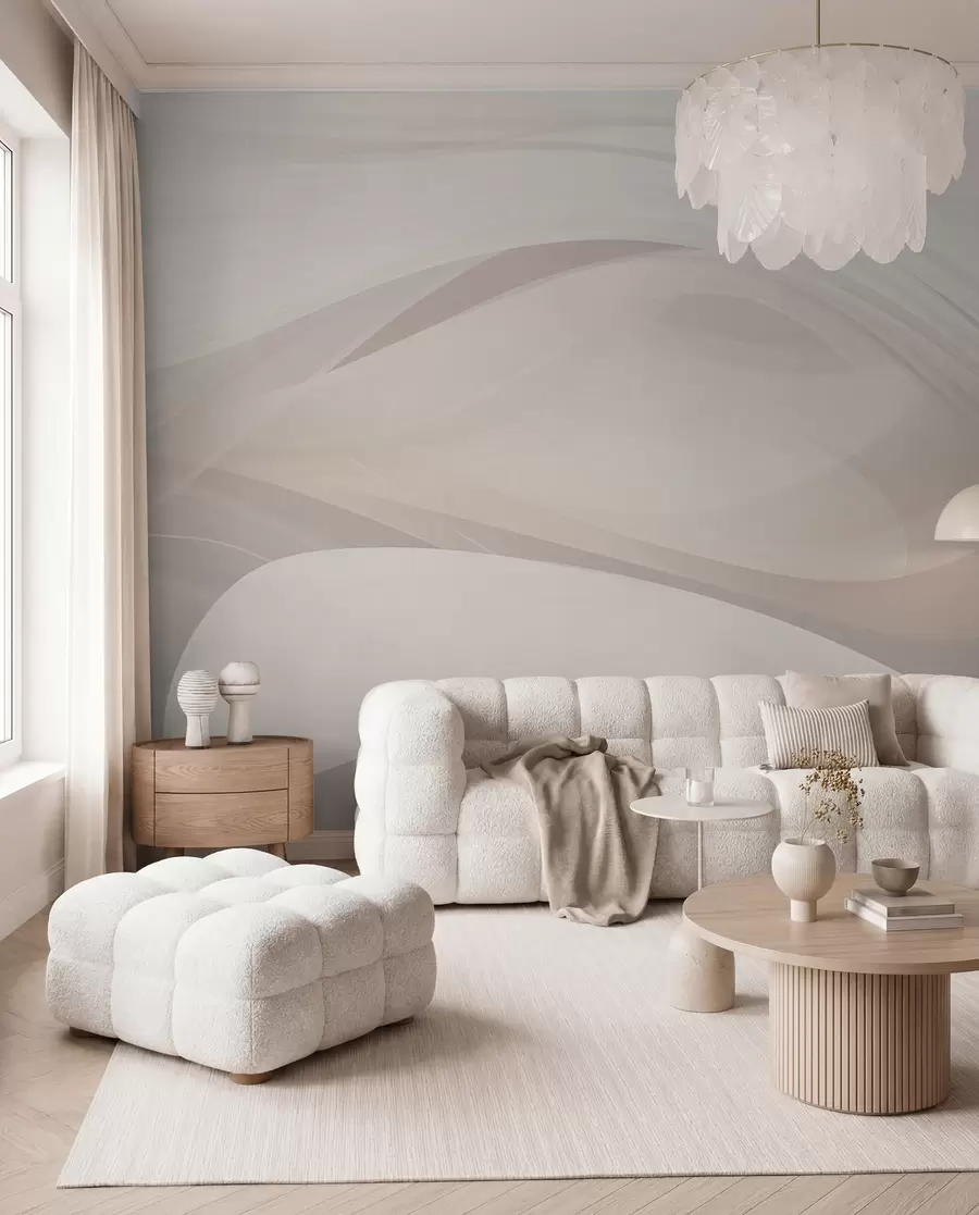 murales de pared Ondas abstractas en tonos claros w03236
